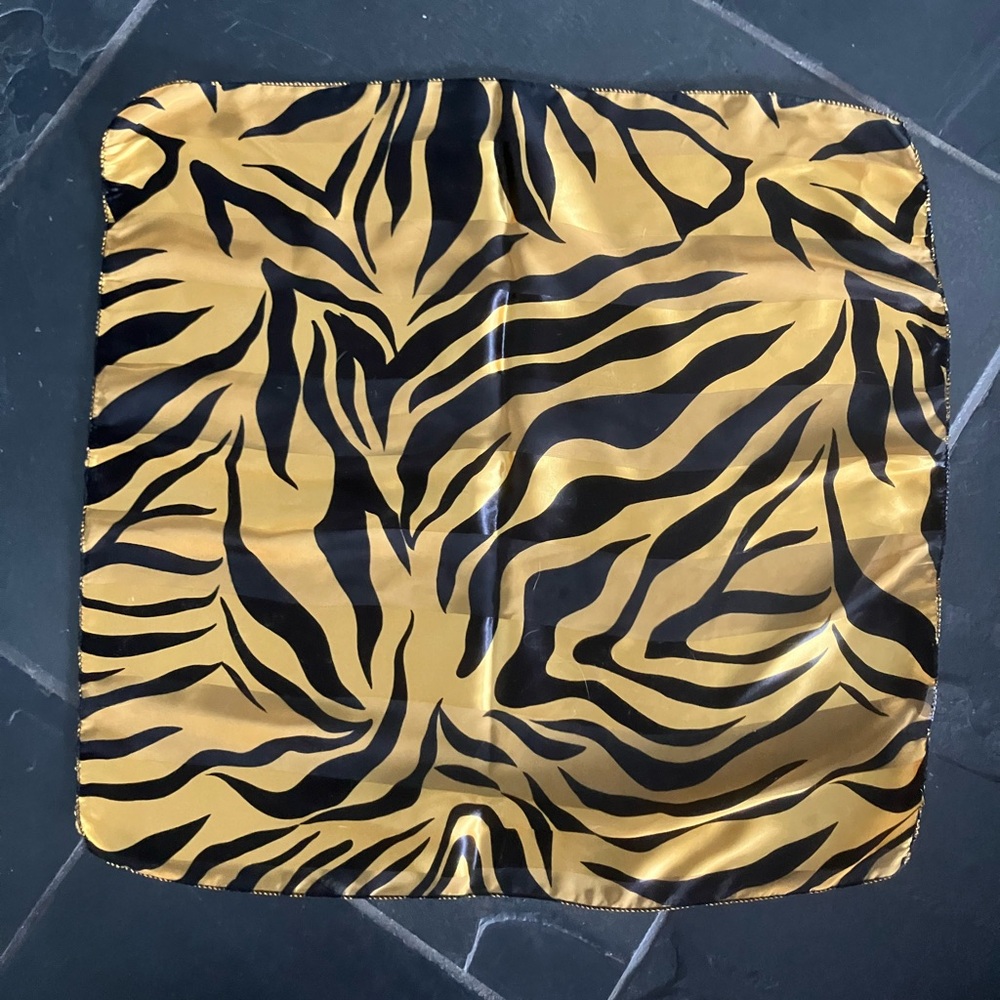 Women’s Gold/Black Zebra Pattern Polyester Scarf 21” by 21”